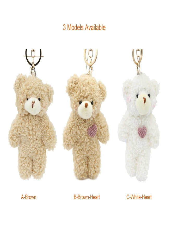 Zitokin Cute Bear Keychain for Backpacks, 2 Pcs Bear Plush Keychain with Heart 5" Inch Bag Charms for Women Girls Matching Gift (Pink & Green Heart) - Image 5
